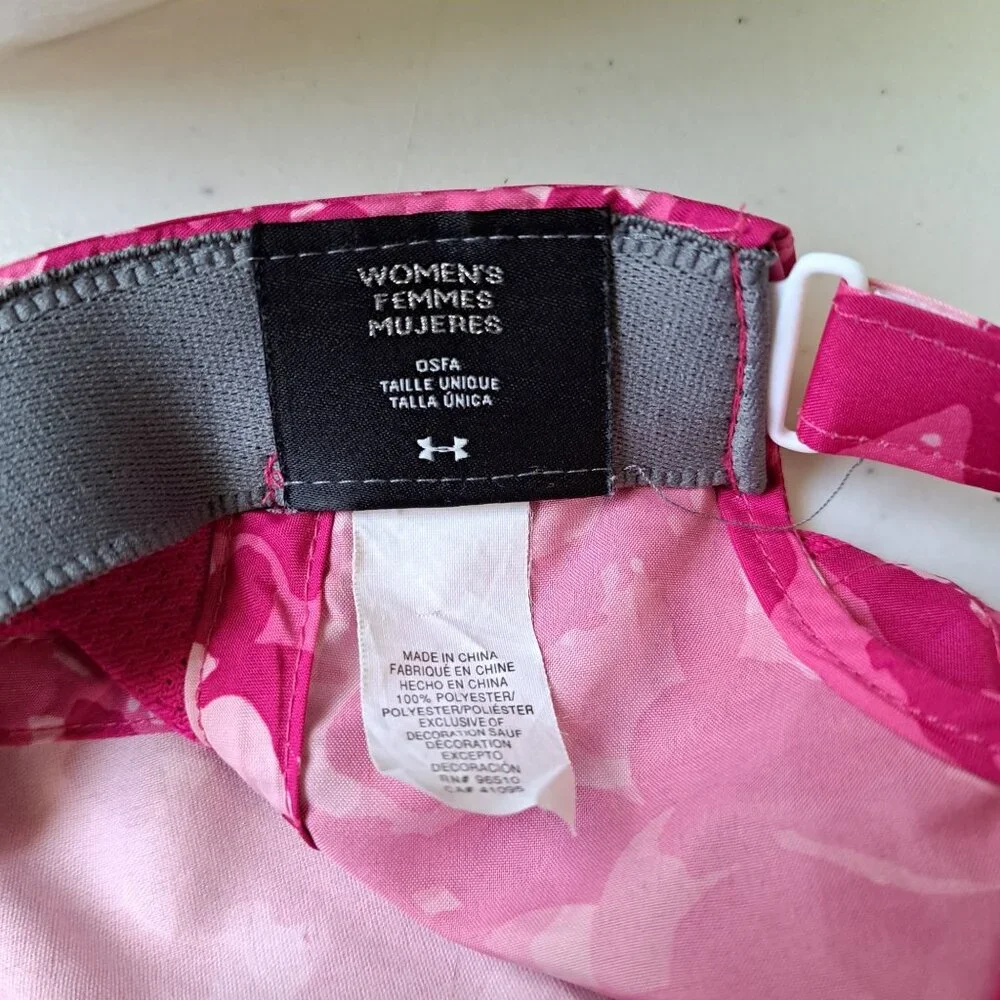 Under Armour Womens Pink Camo Adjust Baseball Cap Hat Poly Casual Golf - Picture 3 of 8